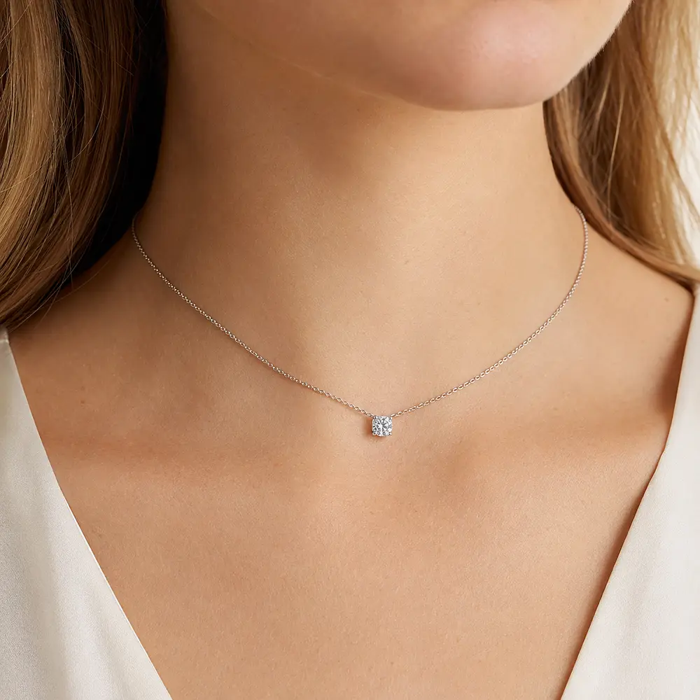 The Luna Solitaire worn on model