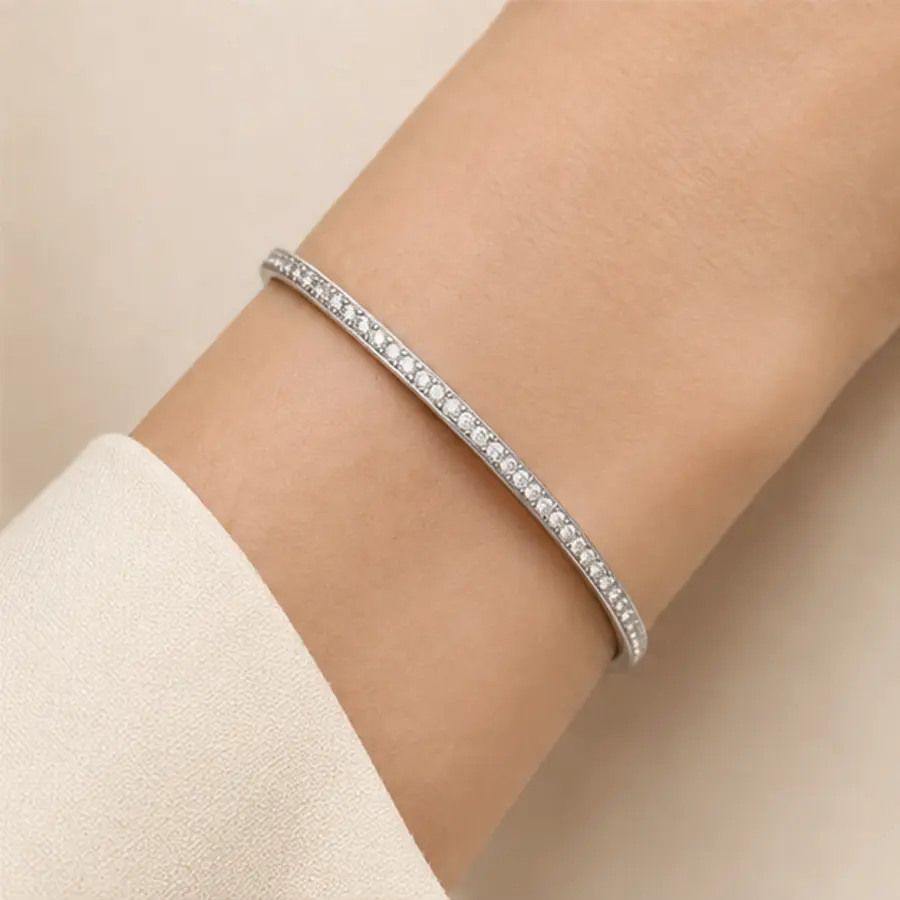 The Pavé Cuff worn on model