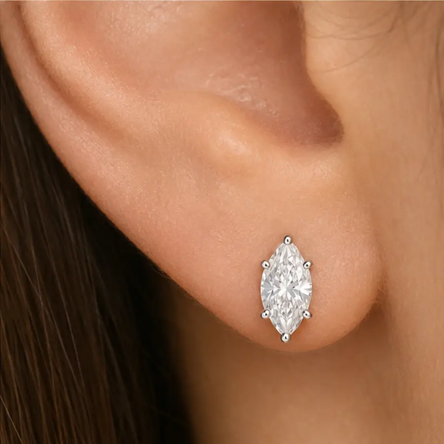The Marquise Studs worn on model