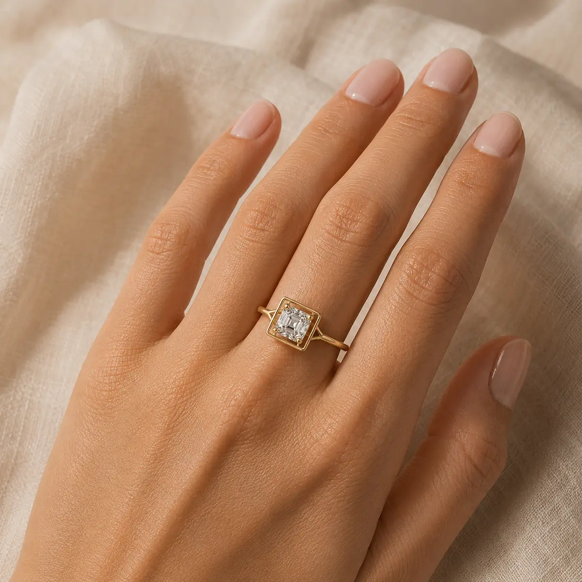 The Frame Asscher worn on model